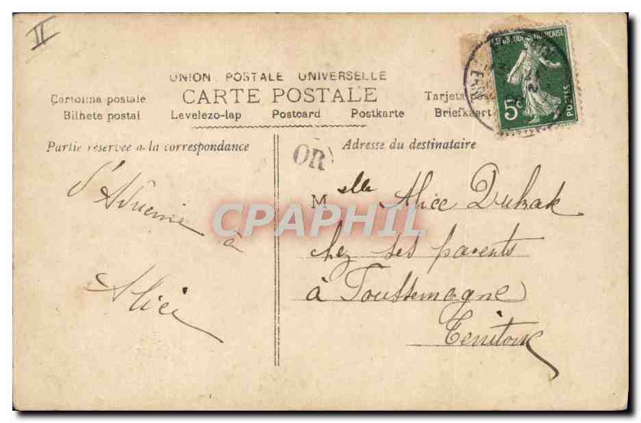 CPA Fantaisie Prenom Alice — Rückseite