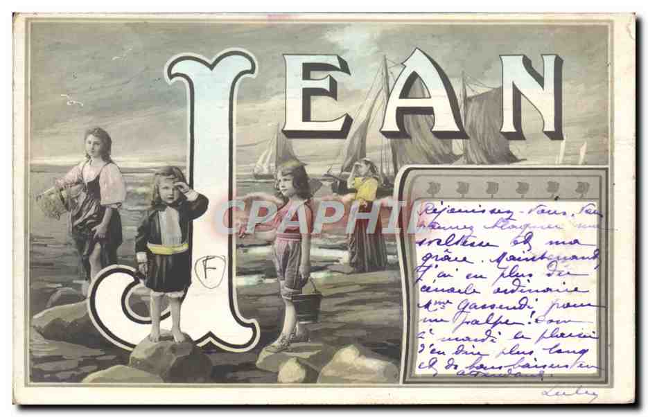 CPA Fantaisie Prenom Jean Bateaux