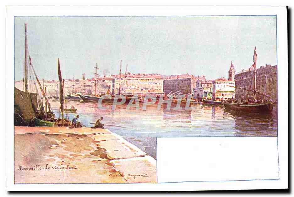 CPA Fantaisie Illustrateur Casimir Raymond Marseille Le vieux port 