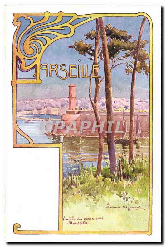 CPA Fantaisie Illustrateur Casimir Raymond Marseille Entree du vieux port 