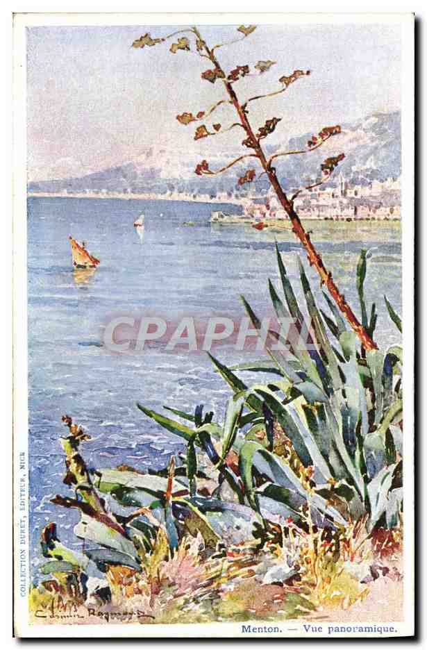 CPA Fantaisie Illustrateur Menton Vue panoramique Casimir Raymond 