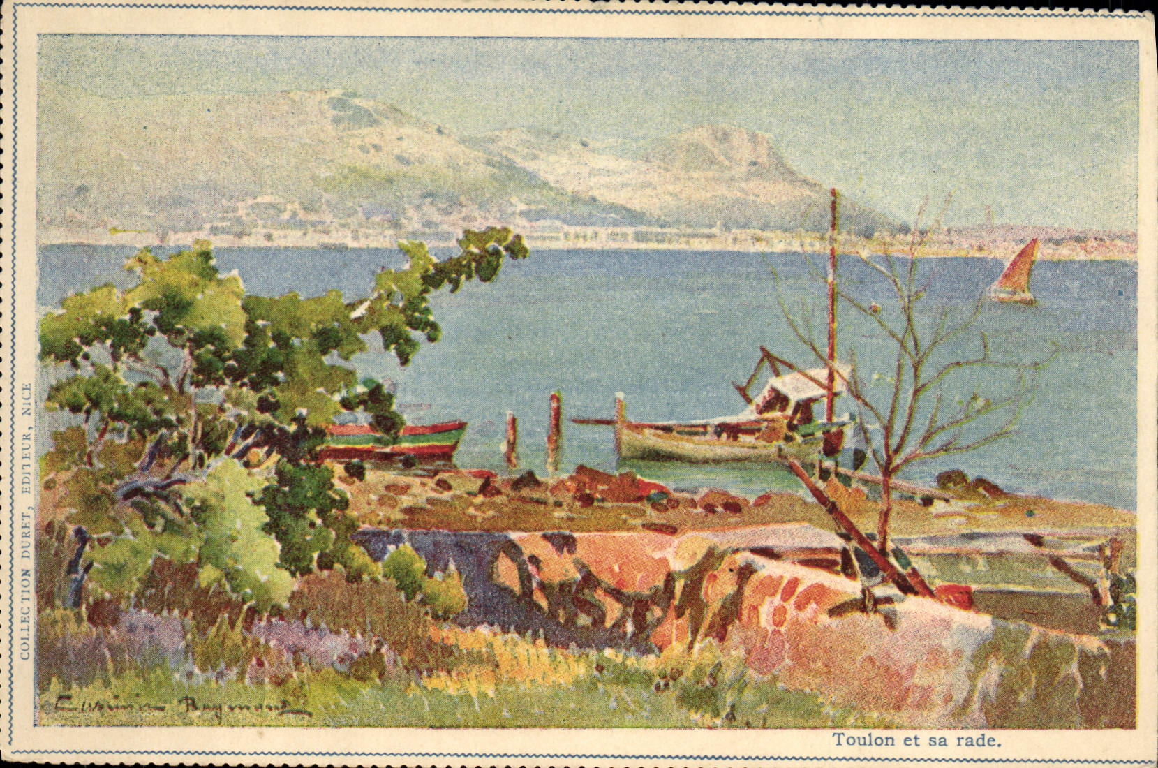 CPA Fantaisie Illustrateur Casimir Raymond Toulon et sa rade
