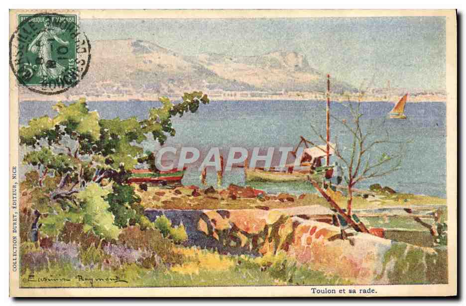 CPA Fantaisie Illustrateur Casimir Raymond Toulon et sa rade