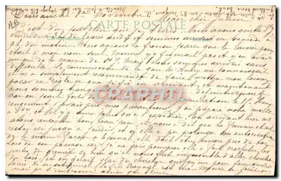 Prisioneros alemanes en una calle de Soissons — después del bombardeo — Editor E.L. n° 123 — Reverso