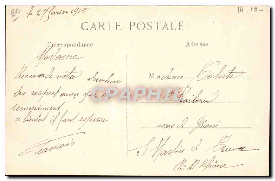Prisonniers allemands travaillant aux environs de Rennes — La Guerre de 1914, L. C. H. Paris, n° 195 — Verso