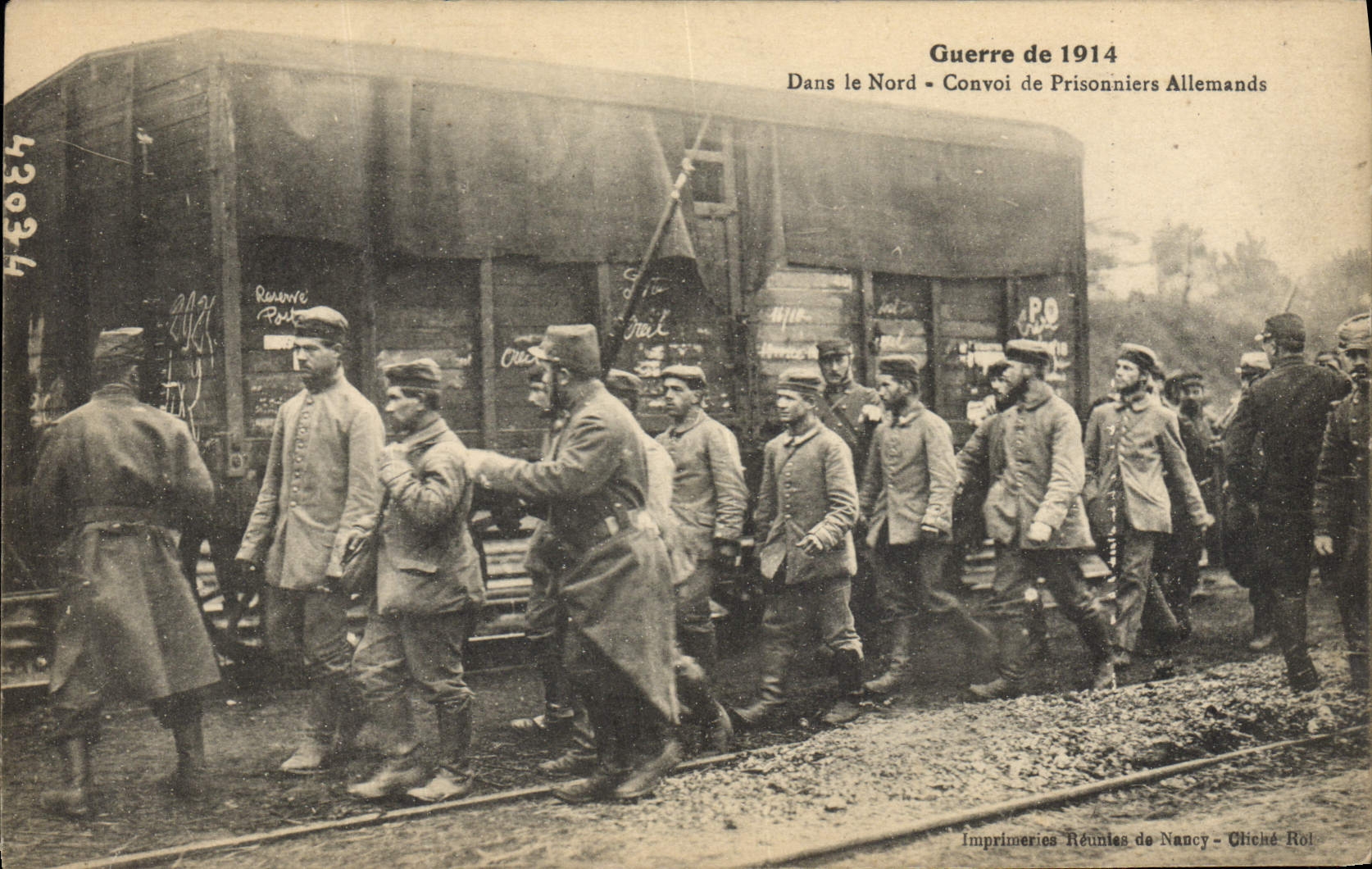 Convoglio di prigionieri tedeschi — Guerra del 1914 — Stabilimento Tipografico Unito di Nancy - Oliché Rol