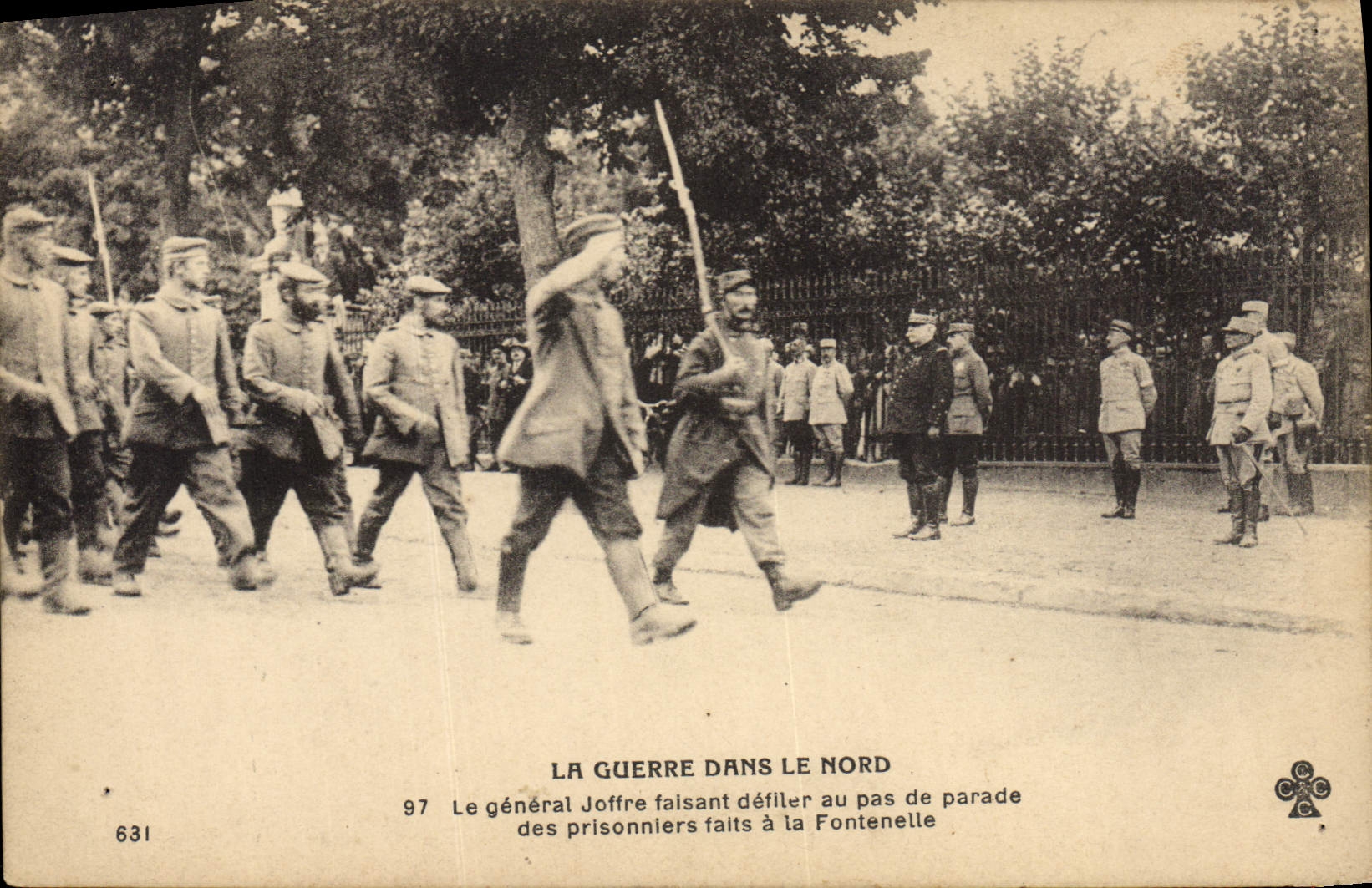 Il generale Joffre che fa sfilare prigionieri alla Fontenelle — La guerra nel Nord — n° 631