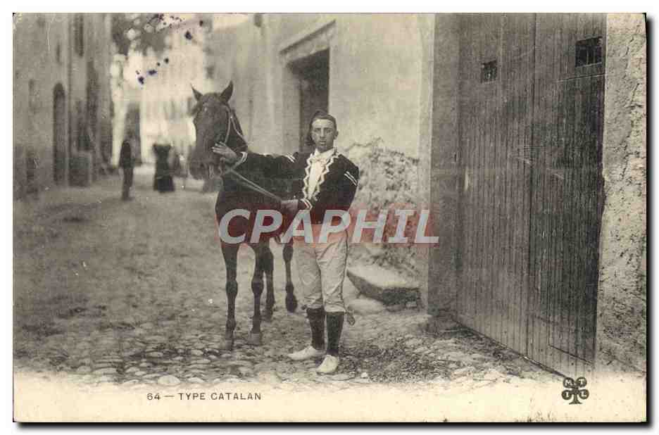CPA Folklore Type catalan Cheval 