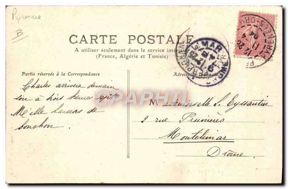 CPA Folklore Type catalan Cheval  — Verso