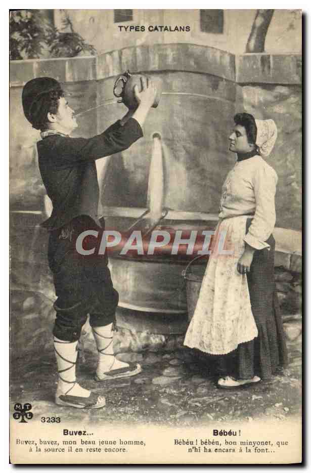 CPA Folklore Types catalans Buvez