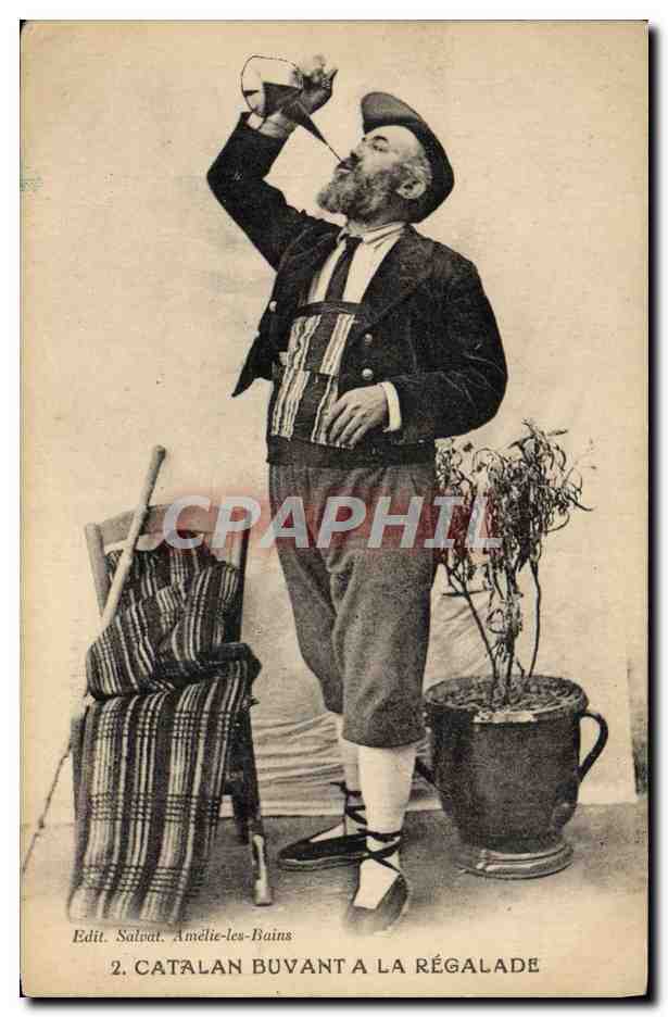 CPA Folklore Catalan buvant a la regalade 