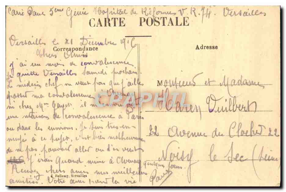 CPA Versailles Galerie Des Batailles — Verso