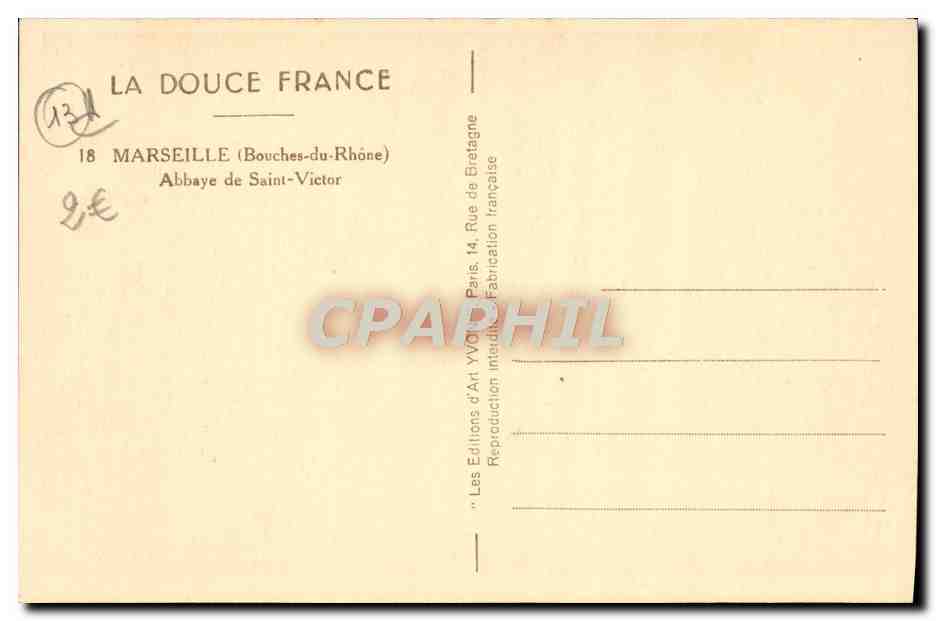 CPA Marseille Abbaye De Saint Victor — Rückseite