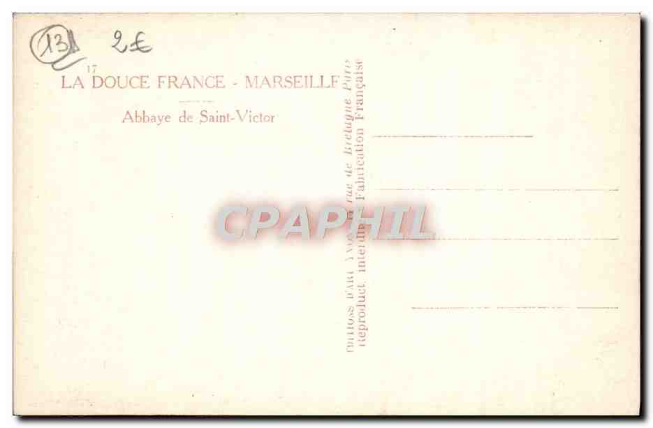 CPA Marseille Abbaye De Saint Victor — Rückseite