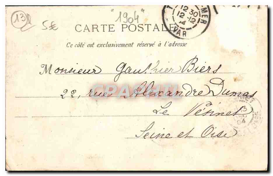 CPA Marseille La Corniche — Verso