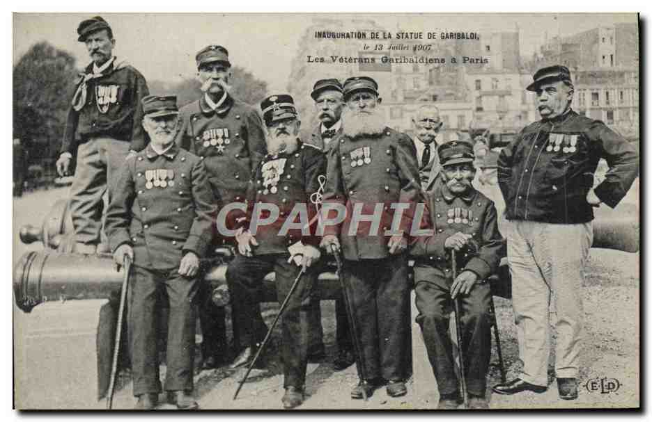 Inauguración de la estatua de Garibaldi, los Veteranos Garibaldinos en París — Editor E.P.D. n° 202