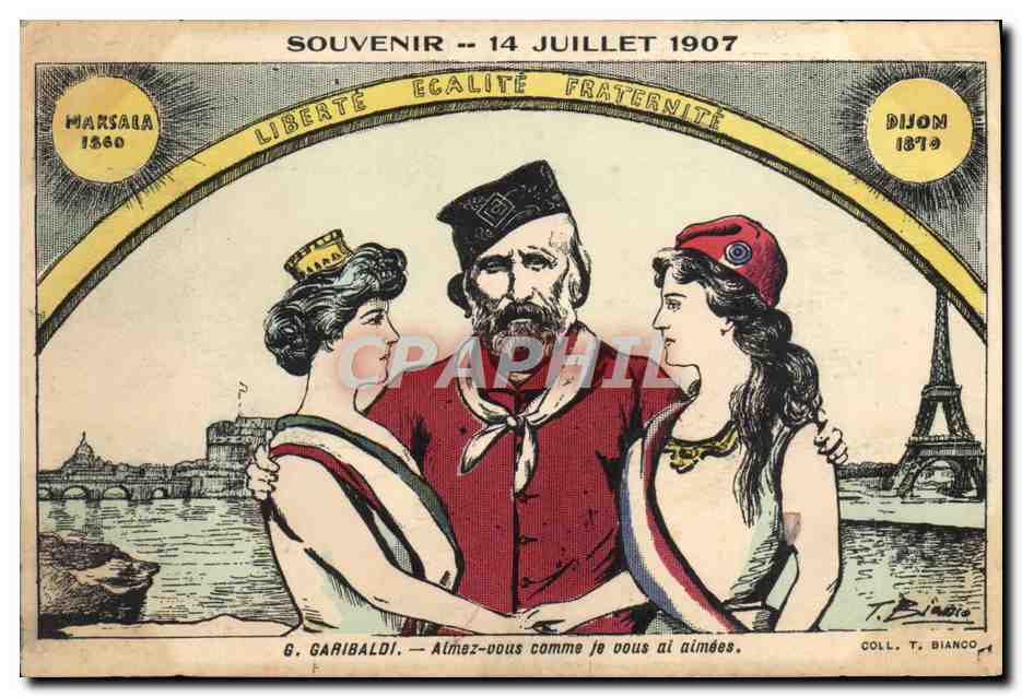G. Garibaldi — Alimentense como las he amado — Recuerdo 14 de Julio de 1907 — T. Bianco