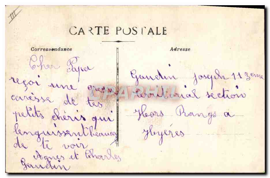 CPA Militaria Costante Garibaldi Mort pour la France et la liberte  — Verso