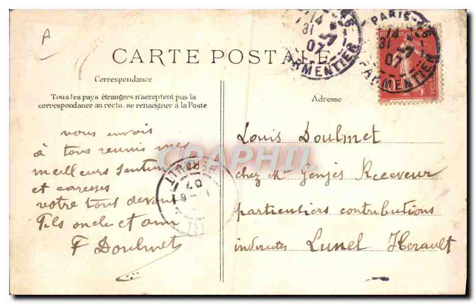 Inaugurazione della statua di Garibaldi — 13 Luglio 1907 — La Musica dei Garibaldini — Editore ELD — Verso