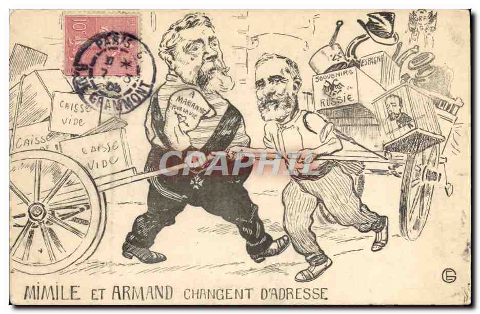 Mimile et Armand changent d'adresse — caricature politique — éditeur G, n° de série non visible