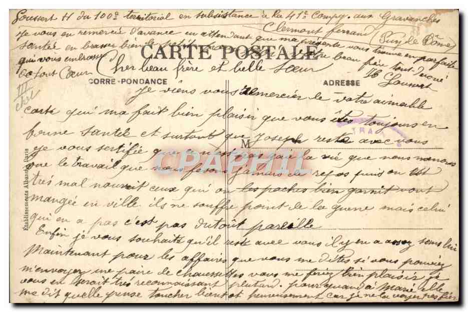 CPA L'Observatoire etabli sur la cime du Puy de Dome  — Rückseite
