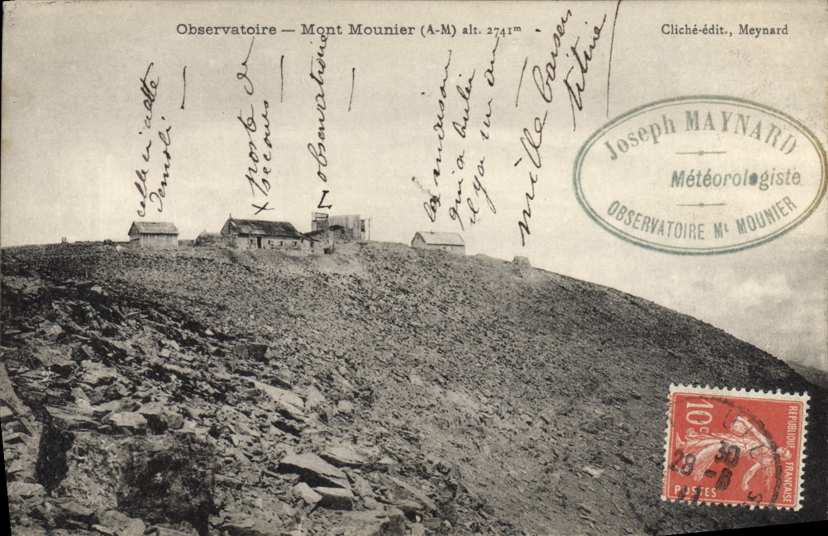 Observatoire — Mont Mounier (A-M) alt. 2741m — Cliché-édit. Meynard