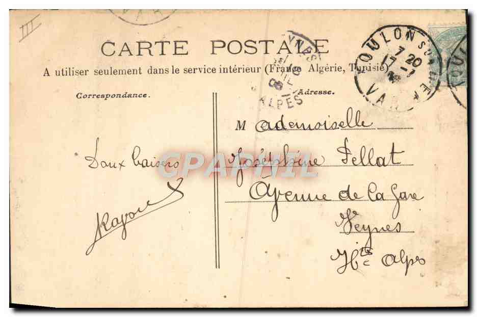 CPA Toulon L'Observatoire de la Marine  — Rückseite