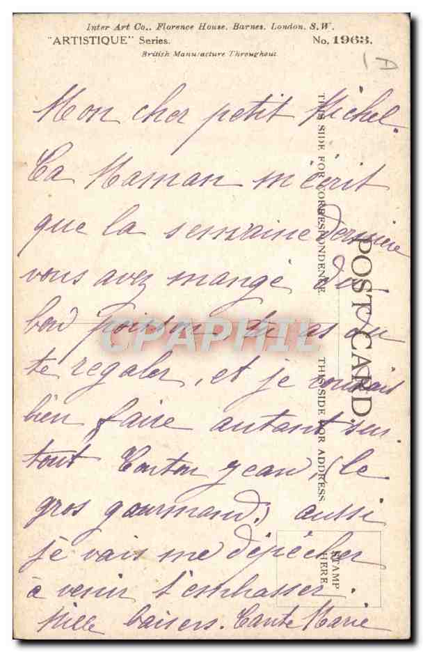 Petite fille en costume de Père Noël — Préposée à la garde des bagages — Inter Art Co. No. 1963 — Reverso