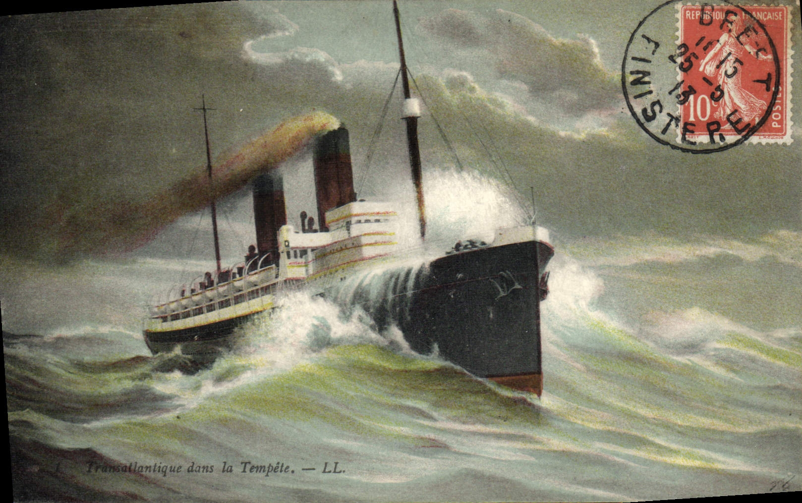 CPA Bateau Paquebot Transatlantique dans la tempete 