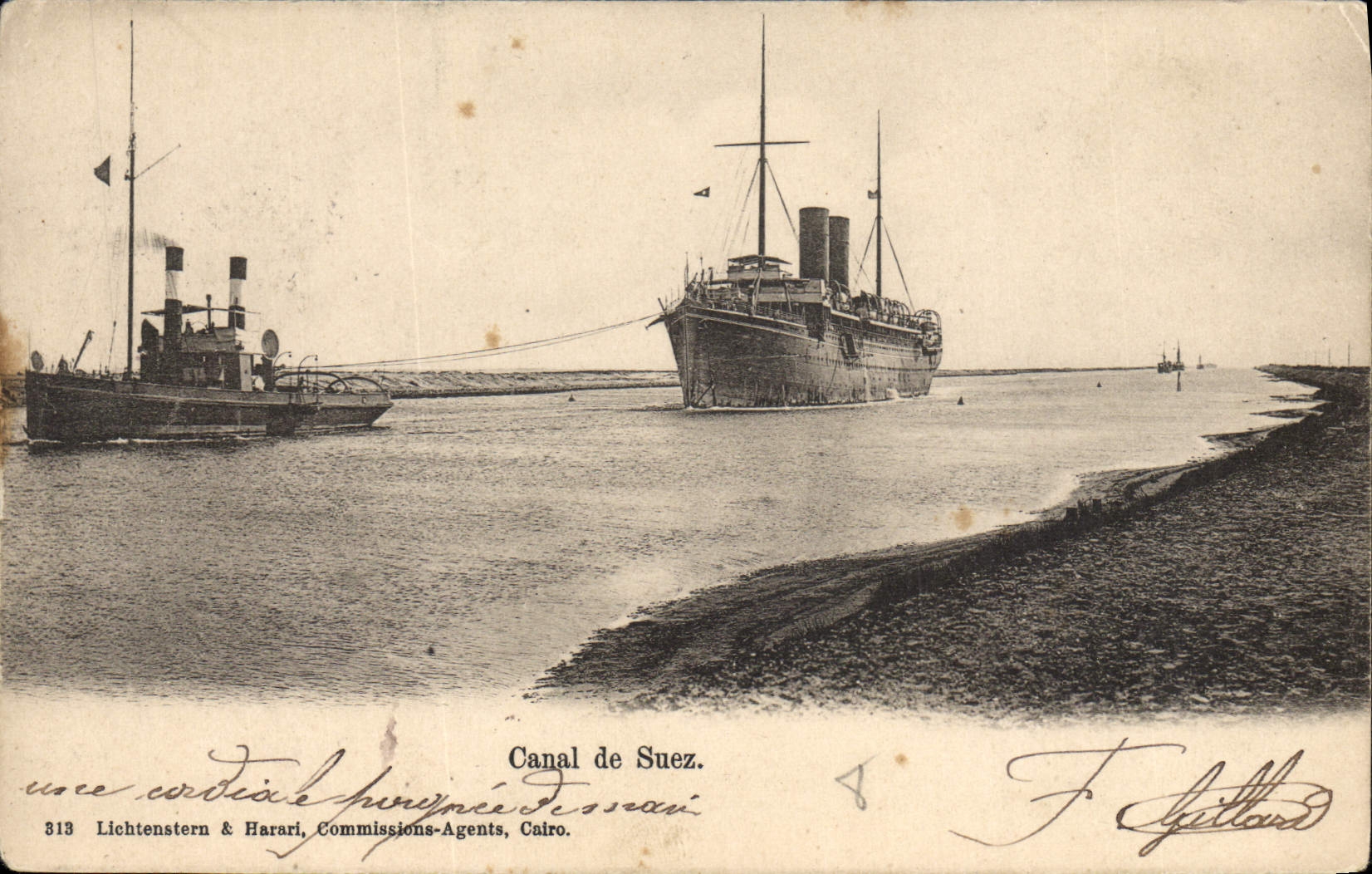 CPA Bateau Paquebot Canal de Suez Egypte Egypt