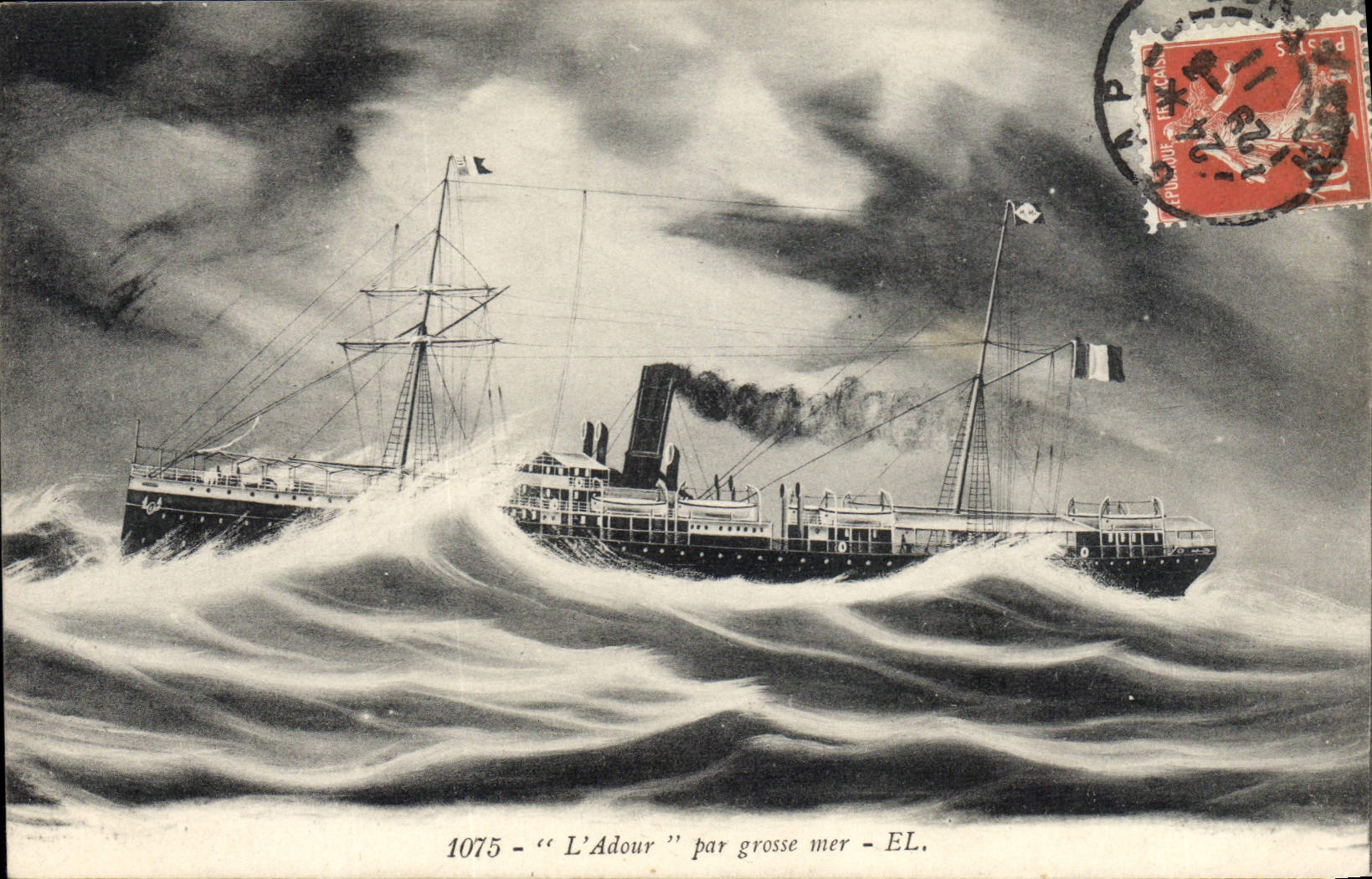 L'Adour — par grosse mer — EL. n° 1075