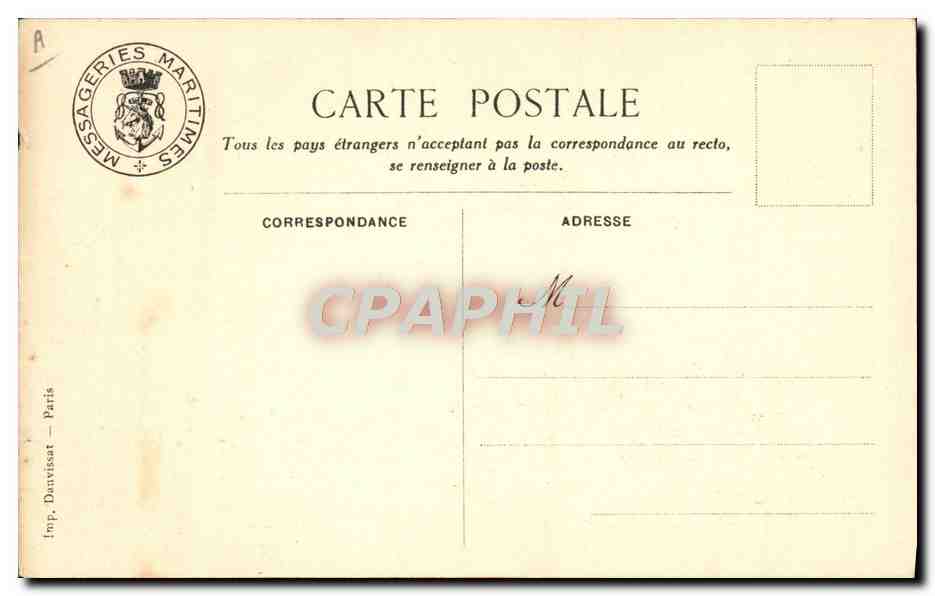 Le paquebot "D'Artagnan" — Messageries Maritimes — éditeur Inop. Danvissat, Paris — Verso