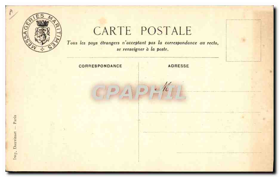 El transatlántico "D'Artagnan" — Messageries Maritimes — editor Imp. Daunissat, París — Reverso