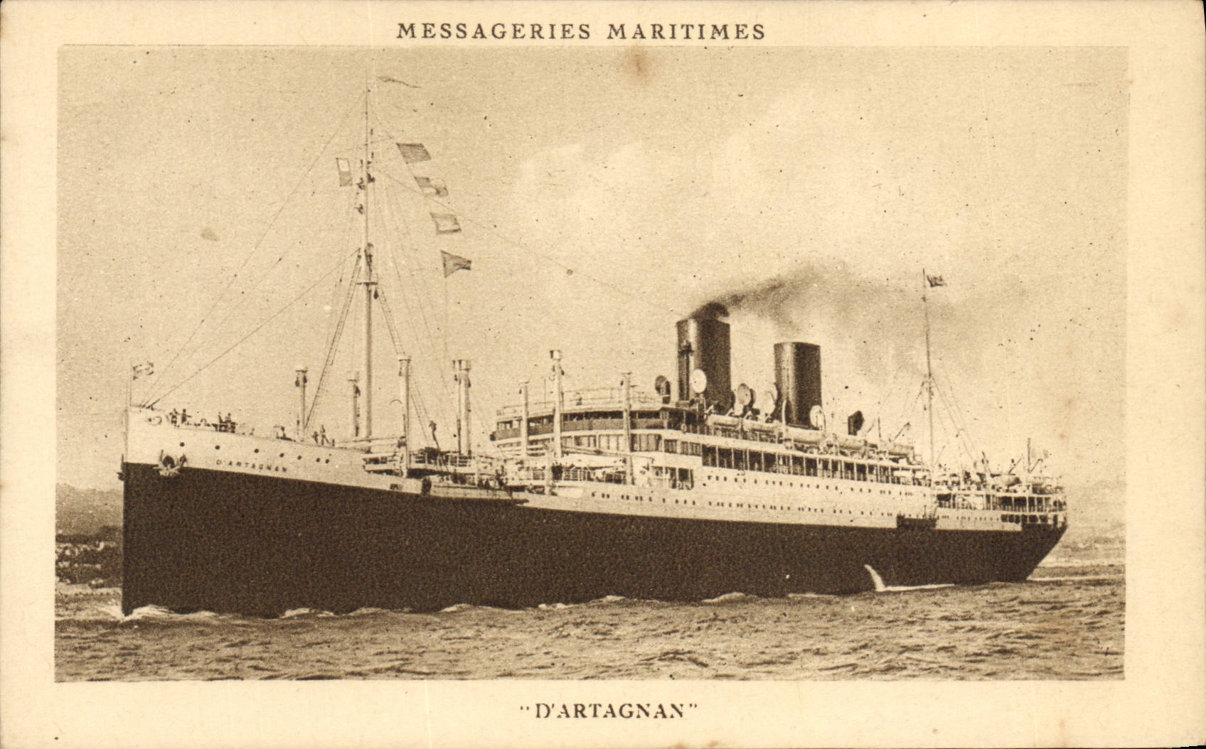 El transbordador "D'ARTAGNAN" — Messageries Maritimes — editado por Inp. Daussat, París