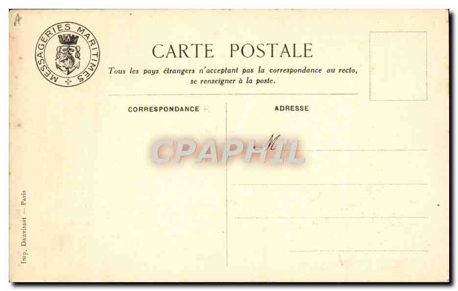El transbordador "D'ARTAGNAN" — Messageries Maritimes — editado por Inp. Daussat, París — Reverso