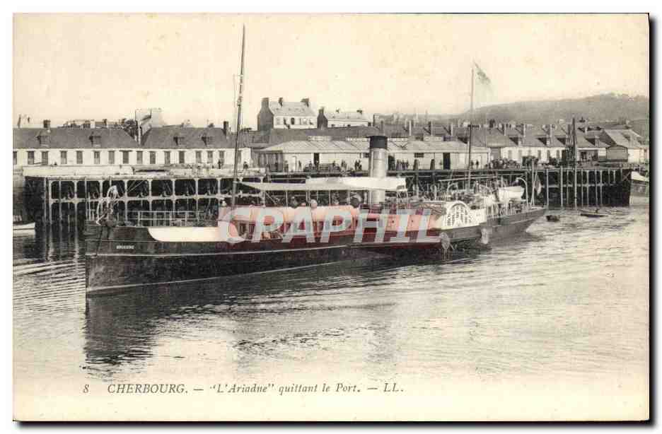 Cherburgo — 'L'Ariadne' saliendo del Puerto — LL.