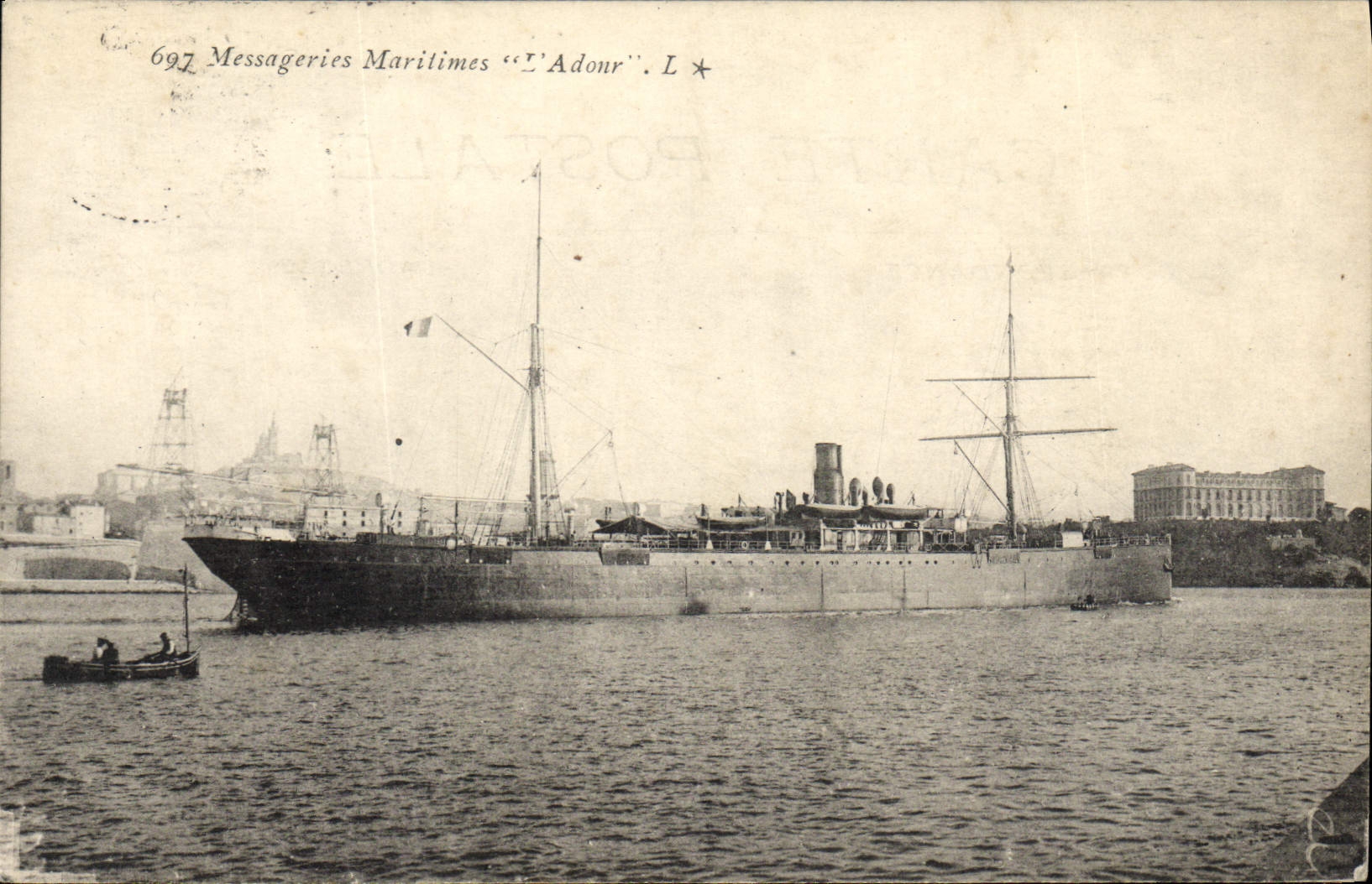 Messageries Maritimes "L'Adour" — navire à vapeur et voiles — éditeur L. n°697