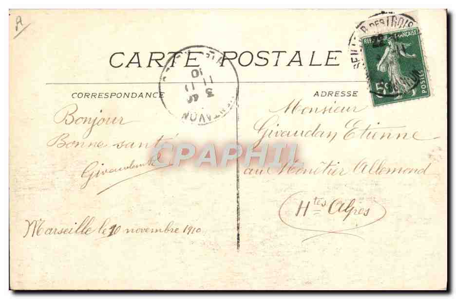 Messageries Maritimes "L'Adour" — navire à vapeur et voiles — éditeur L. n°697 — Verso