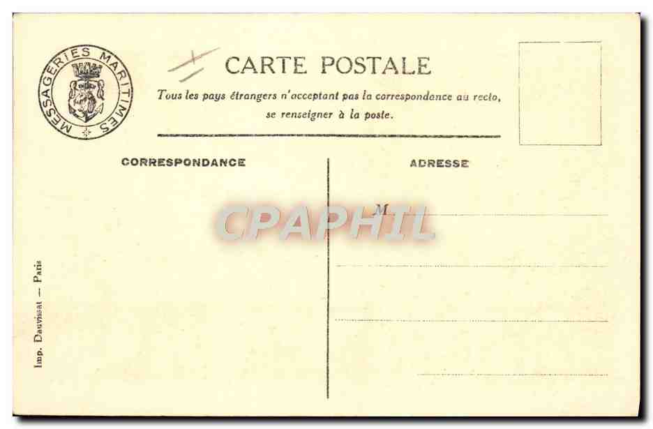 CPA Bateau Paquebot Messageries Maritimes Aramis — Verso
