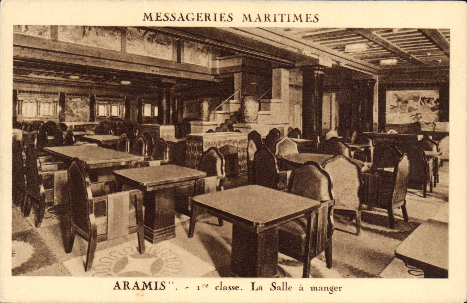 Salle à manger - 1ère classe - Le paquebot Aramis — Messageries Maritimes