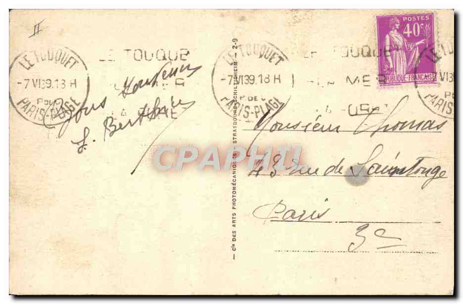 CPA Folklore Maillot de Bains Femme Le Touquet Paris Plage Bain de soleil sur la plage — Verso