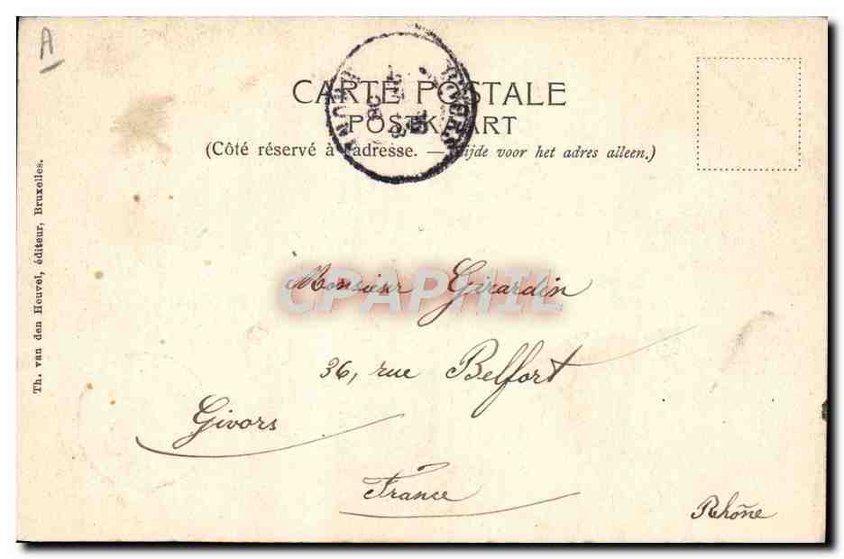 De Belgische Stranden — Twee Badende vrouwen — Th. van den Heuvel, uitgever, n° 106 — Achterkant
