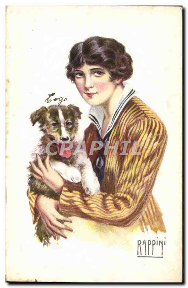 CPA Fantaisie Illustrateur Rappini Femme Chien