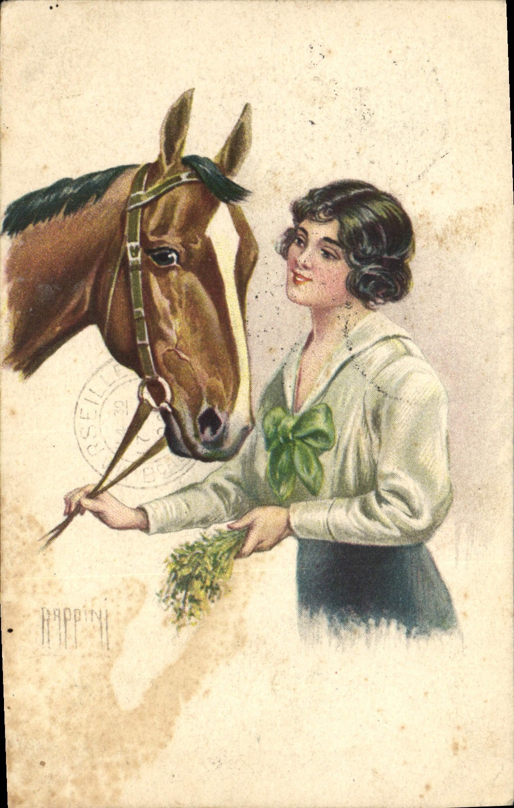 CPA Fantaisie Illustrateur Rappini Femme Cheval