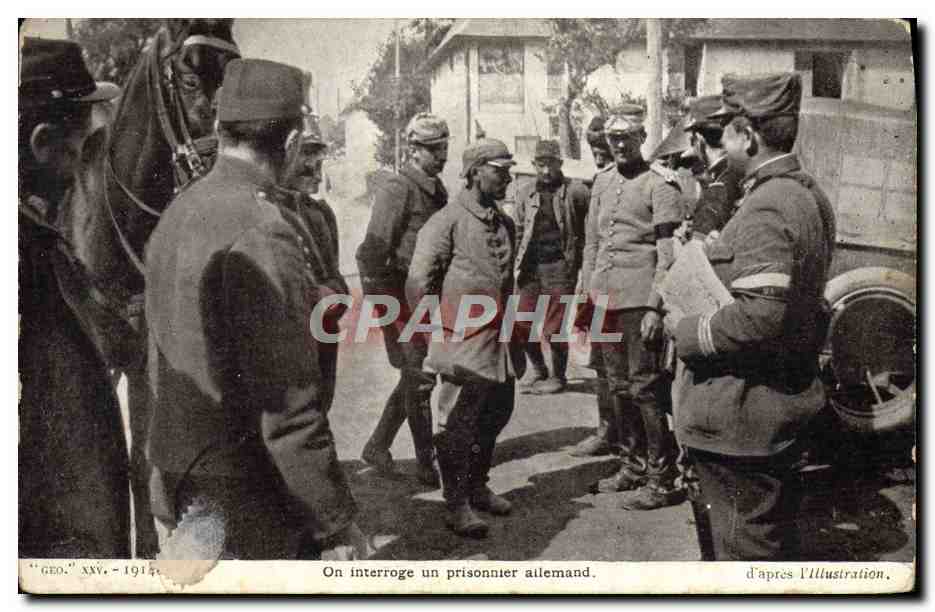 Interrogatorio de un prisionero alemán — según la Illustration — GEO. XXV. - 1914