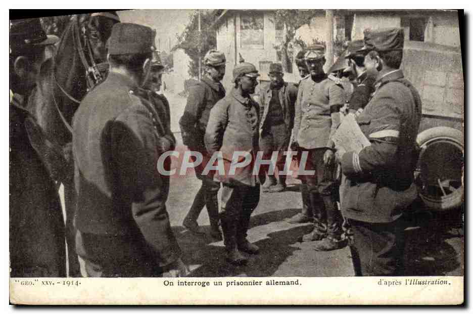 Interrogatorio di un prigioniero tedesco — d'après l'Illustration — 'GEO.' XXV. - 1914