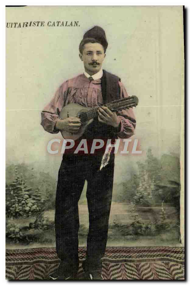 CPA Folklore Guitariste Catalan Guitare