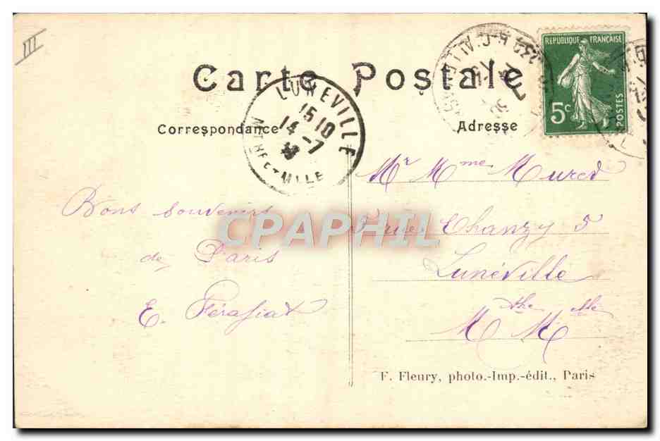 CPA Astronomie Paris Observatoire Le Pantheon et le Val de Grace  — Rückseite