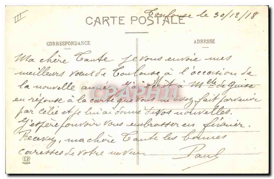 CPA Astronomie Toulouse L'Observatoire — Rückseite