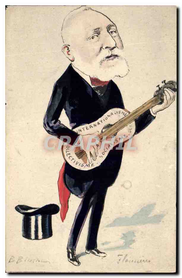 CPA Politique Satirique Internationalisme Socialisme Collectivisme Guitare (dessin a la main)